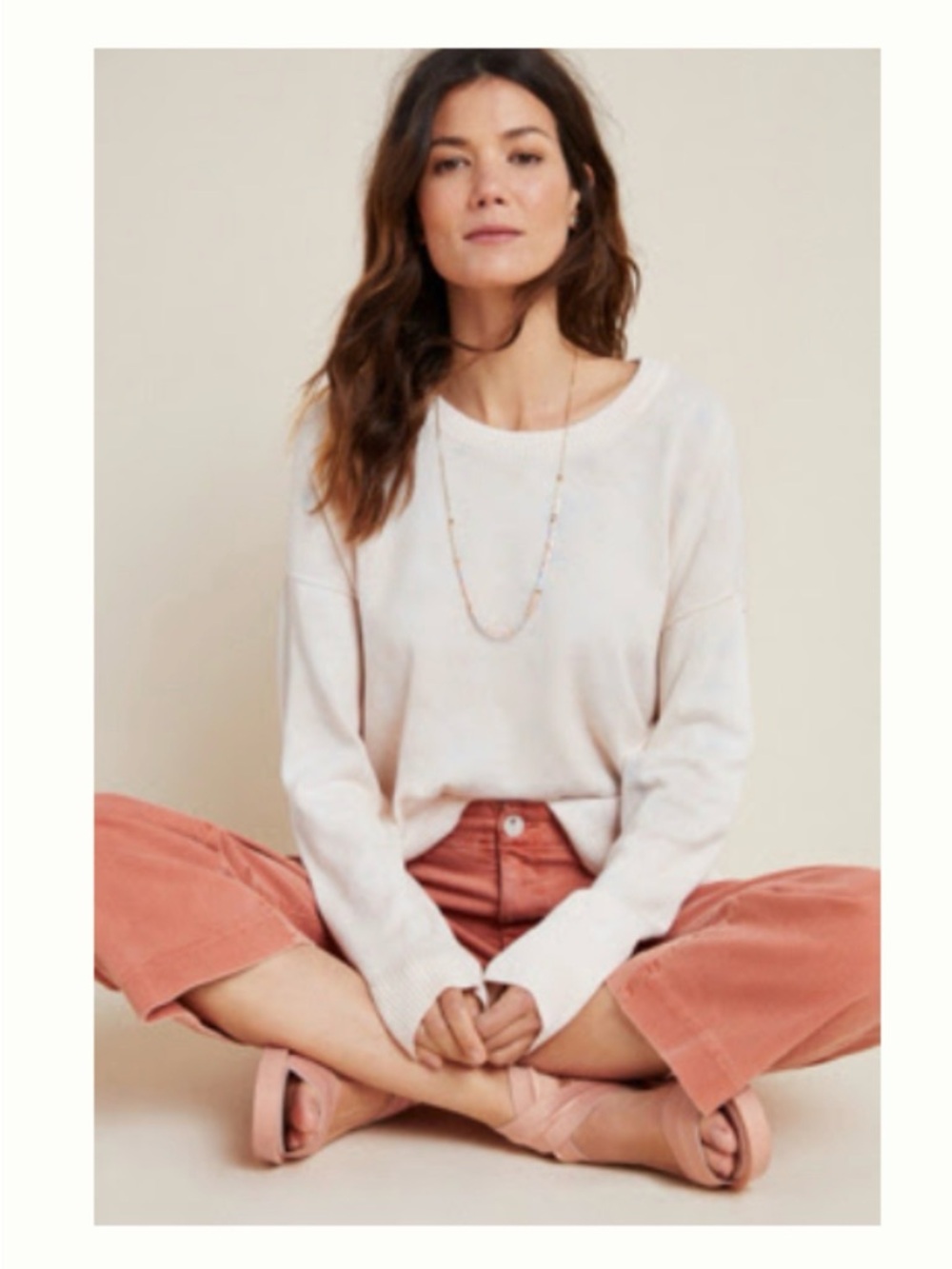 Sanctuary Dinah Peach Tie-Dye Soft Ivory Knit Sweater